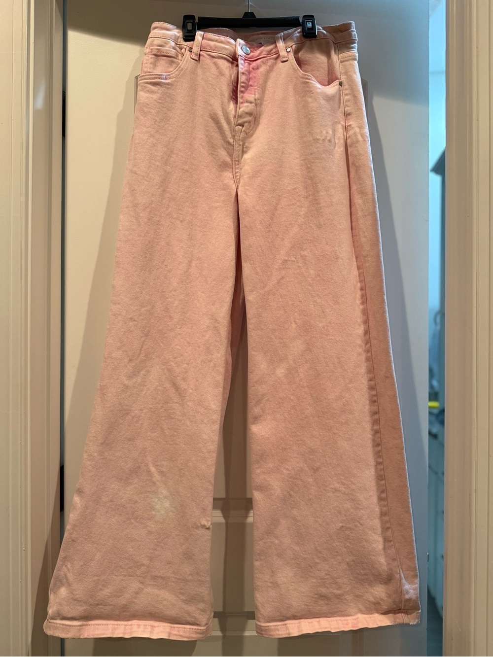 High-Rise Wide Leg Jeans in Soft Pink